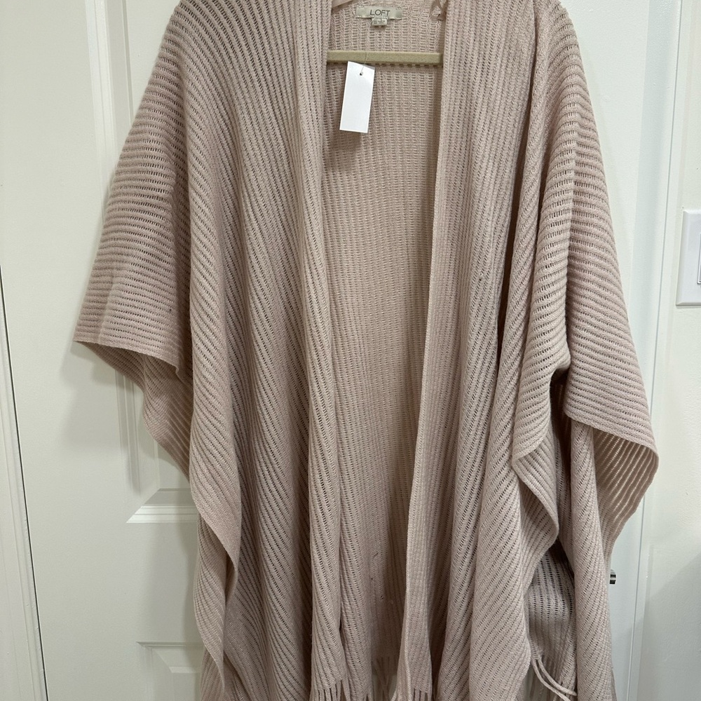 LOFT Women's Ribbed Poncho in Tan